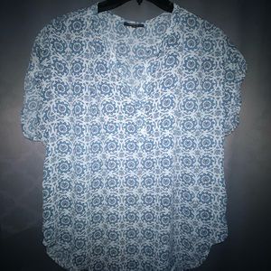 Blue Mandala Short Sleeve Blouse